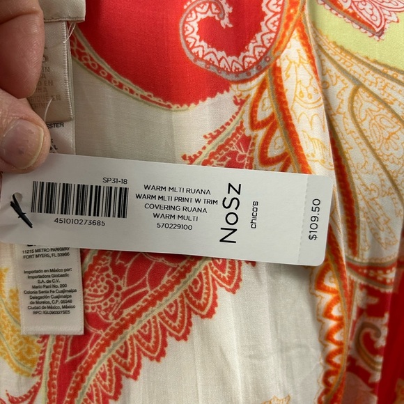 Chico's Warm Multi-Color Paisley Ruana nwt - Picture 5 of 8